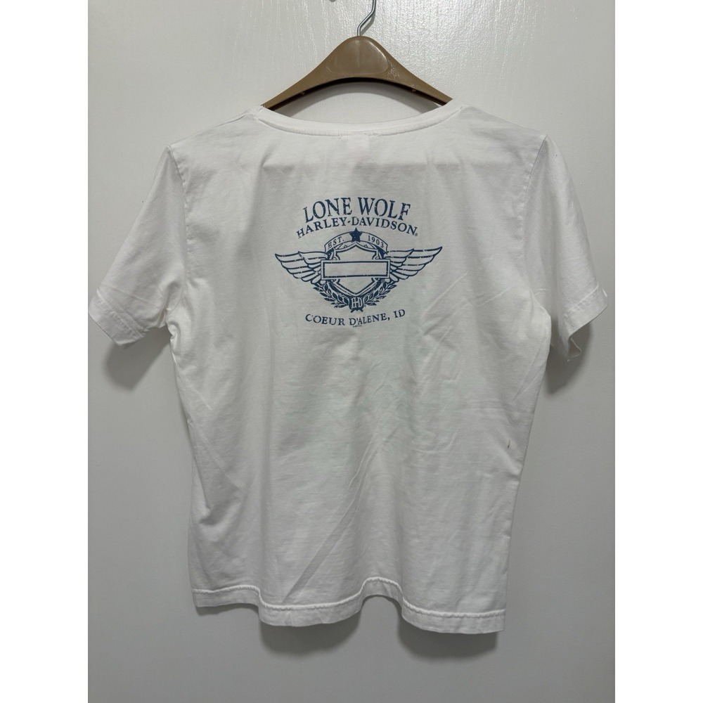 Harley-Davidson Graphic T-Shirt Women Large White Good Rarely Make History Biker - Picture 6 of 9